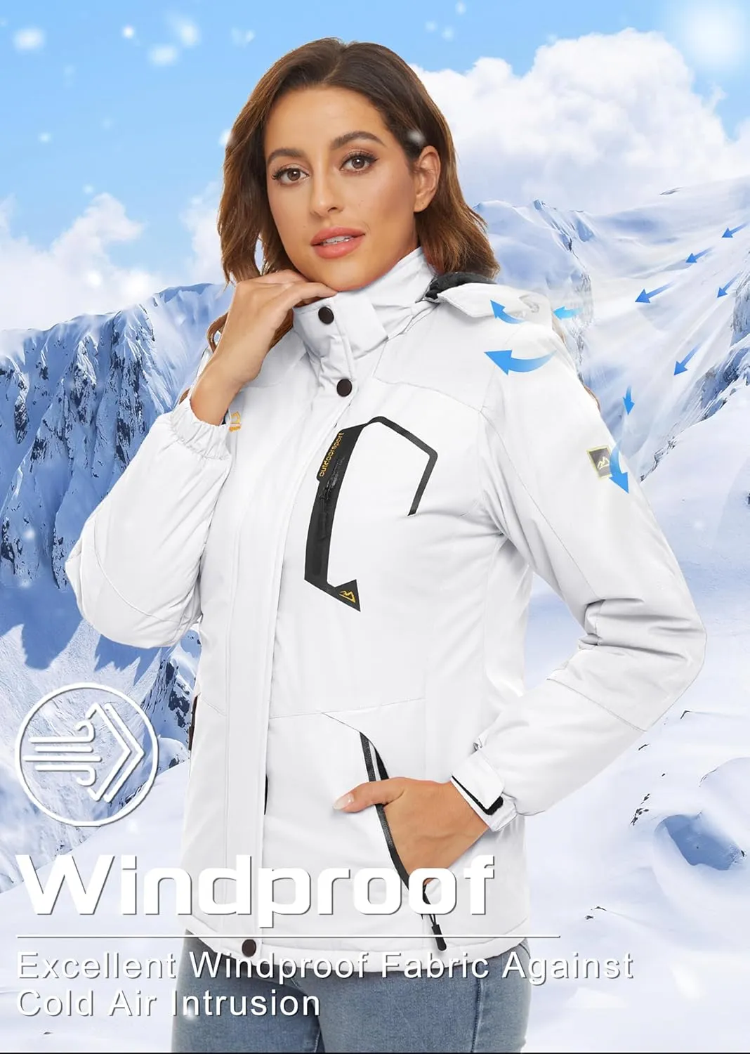TACVASEN Women's Winter Jacket Waterproof Ski Jacket Hooded Fleece Lined Warm Snow Coat Mountain Windproof Rain Windbreaker