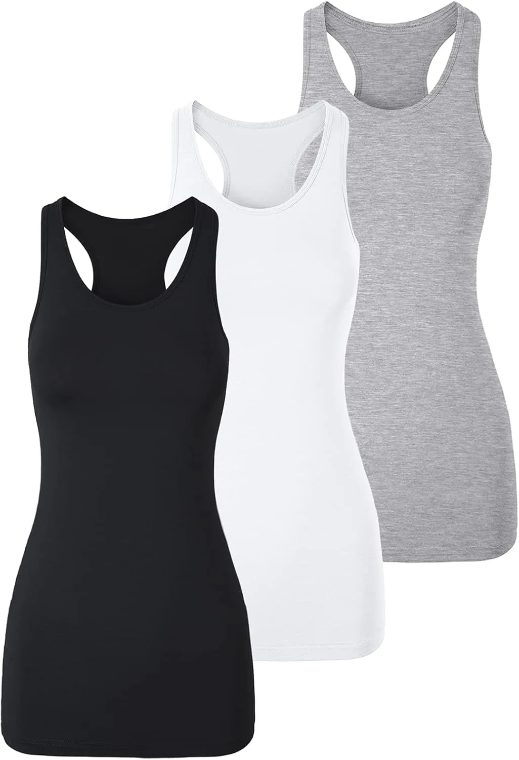 TAIPOVE Long Tank Tops for Women Cotton Layering Racerback Extra Long Camisole Activewear 3packs