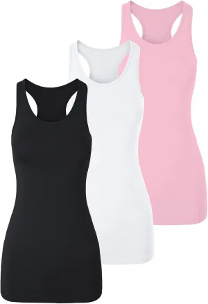 TAIPOVE Long Tank Tops for Women Cotton Layering Racerback Extra Long Camisole Activewear 3packs