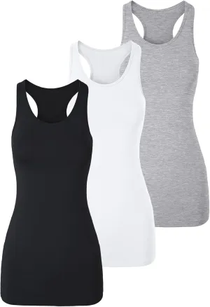 TAIPOVE Long Tank Tops for Women Cotton Layering Racerback Extra Long Camisole Activewear 3packs