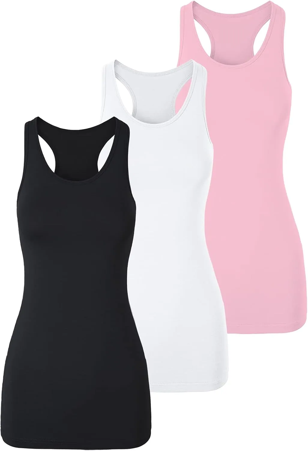 TAIPOVE Long Tank Tops for Women Cotton Layering Racerback Extra Long Camisole Activewear 3packs