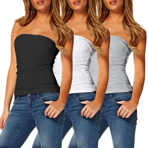 TAIPOVE Women's Tube Top Cotton Strapless Camisole Crop Length Sexy Cute Summer Shirts 3 Packs