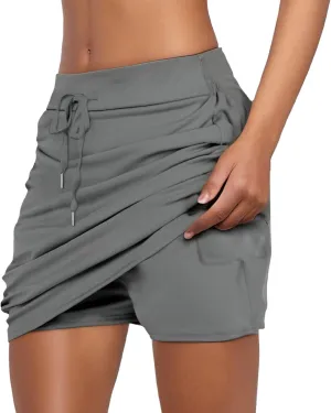 Tennis Skirts for Women Short Athletic Drawstring Skorts Built in Shorts with Pockets Sports Skirt Thanksgiving
