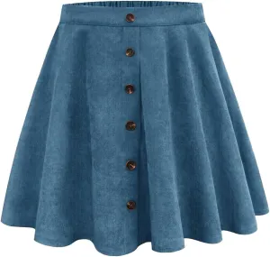 TIYOMI Women Plus Size Mini Skirts Stretchy Hidden Zipper Swing A Line Corduroy Leather Skater Skirt XL-5XL