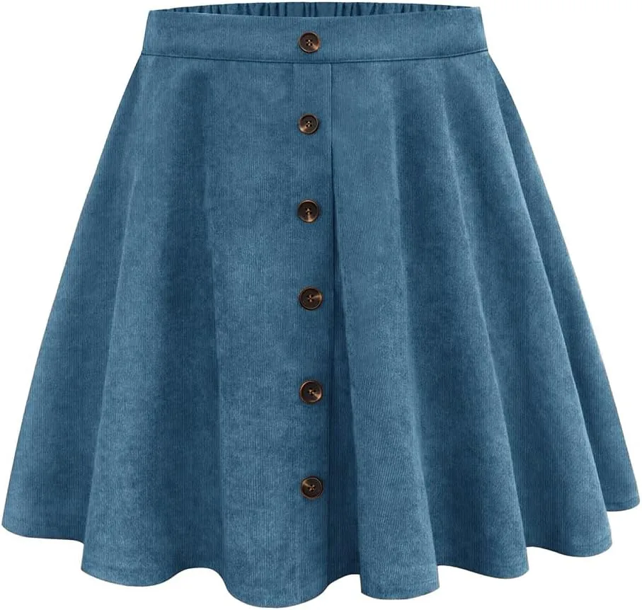 TIYOMI Women Plus Size Mini Skirts Stretchy Hidden Zipper Swing A Line Corduroy Leather Skater Skirt XL-5XL