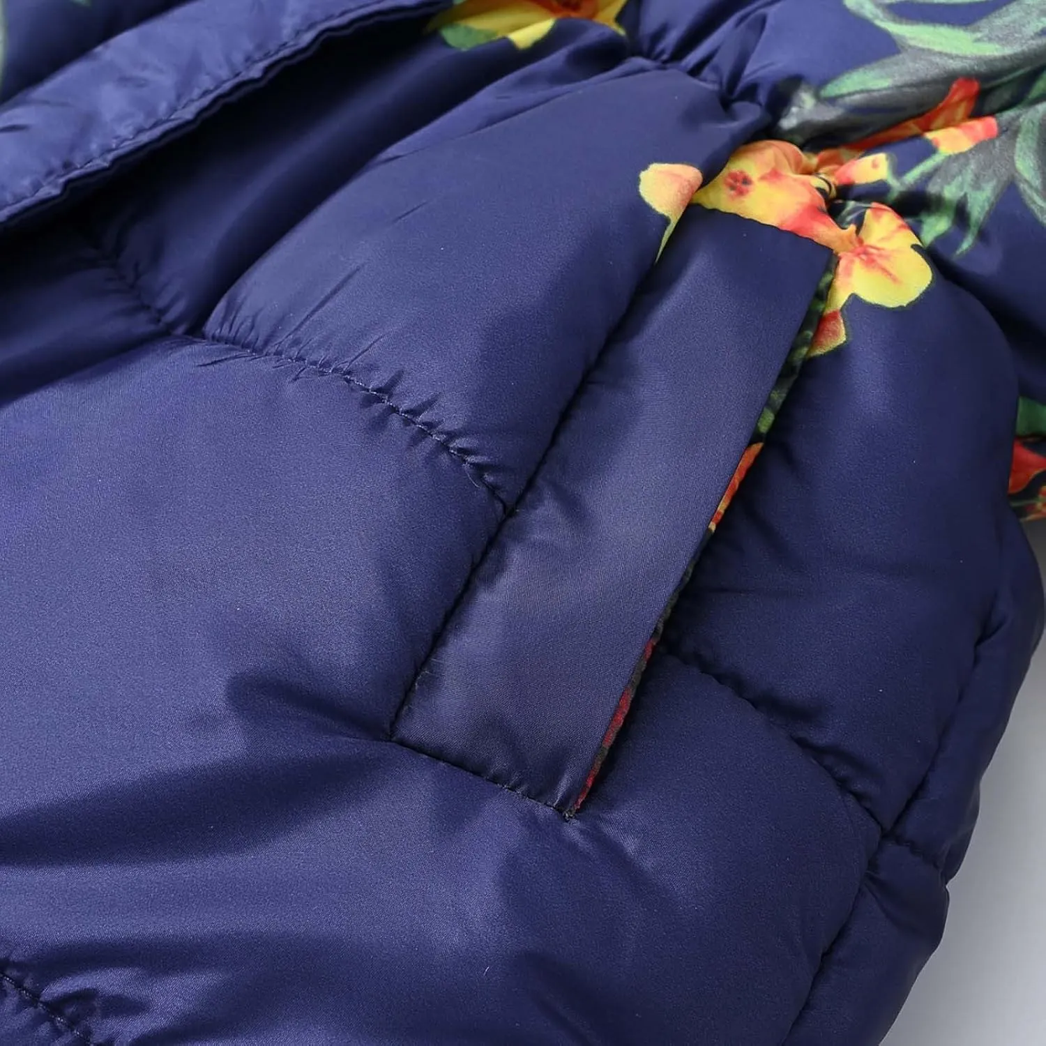 Toddler Girls Thick Warm Hooded Down Floral Print Puffer Winter Long Sleeve Fashion Soft Coat Coat And Snow Pants Girls