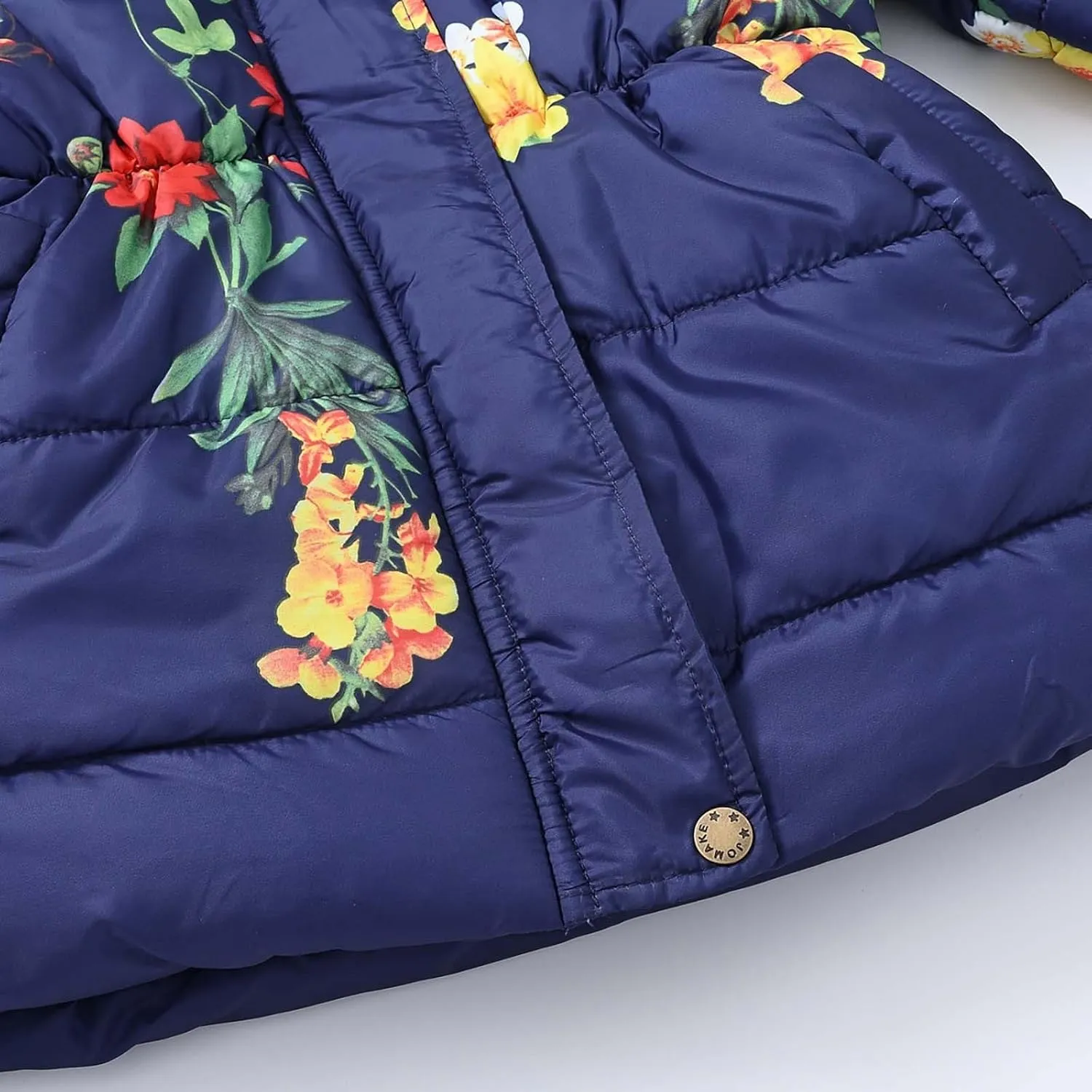 Toddler Girls Thick Warm Hooded Down Floral Print Puffer Winter Long Sleeve Fashion Soft Coat Coat And Snow Pants Girls