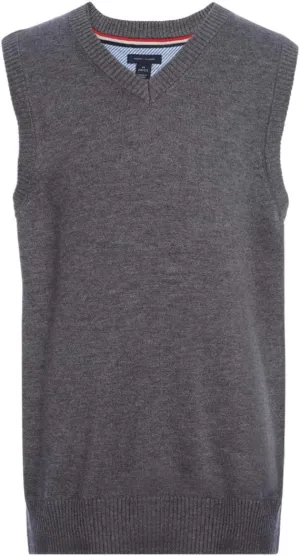 Tommy Hilfiger Boy's Sleeveless V-neck Sweater Vest, Kids School Uniform Clothes, Pullover