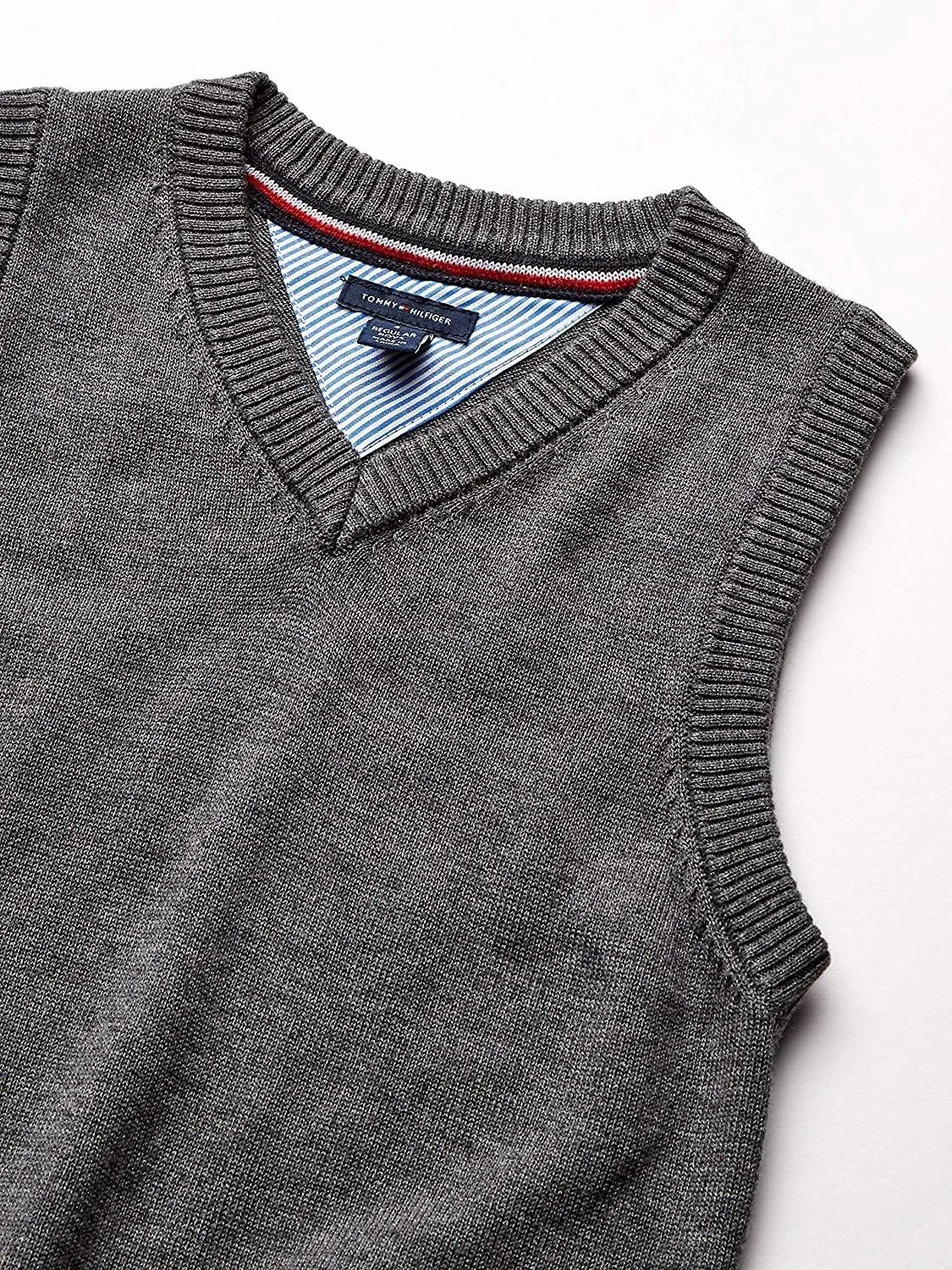 Tommy Hilfiger Boy's Sleeveless V-neck Sweater Vest, Kids School Uniform Clothes, Pullover