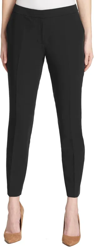 Tommy Hilfiger Women's Dress Pants  Straight-Legged Trousers for Women with Elastic Waist, Deep Black, 12