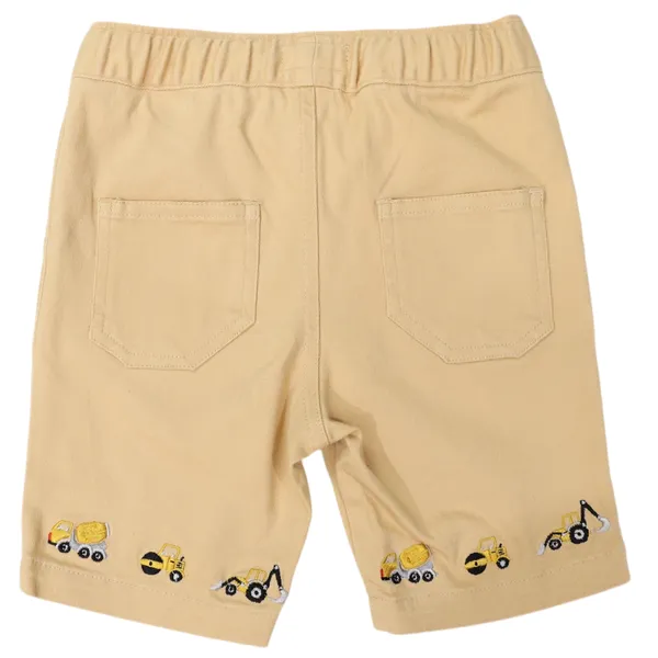 Trucks and Diggers Embroidered Twill Short Sand