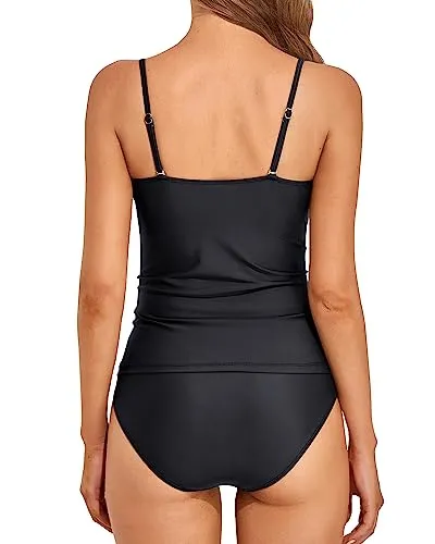 Two Piece Twist Bandeau Full Coverage Swimsuits
