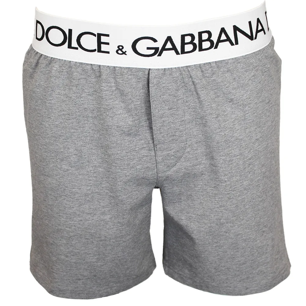 Two-Way Stretch Cotton Boxer Shorts, Grey Melange