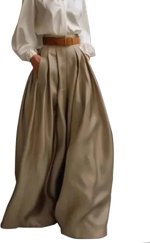 UOOZEE Women's Casual Trendy Wide Leg Long Palazzo Pants Trousers Business Work Office Dress Pants with Pockets