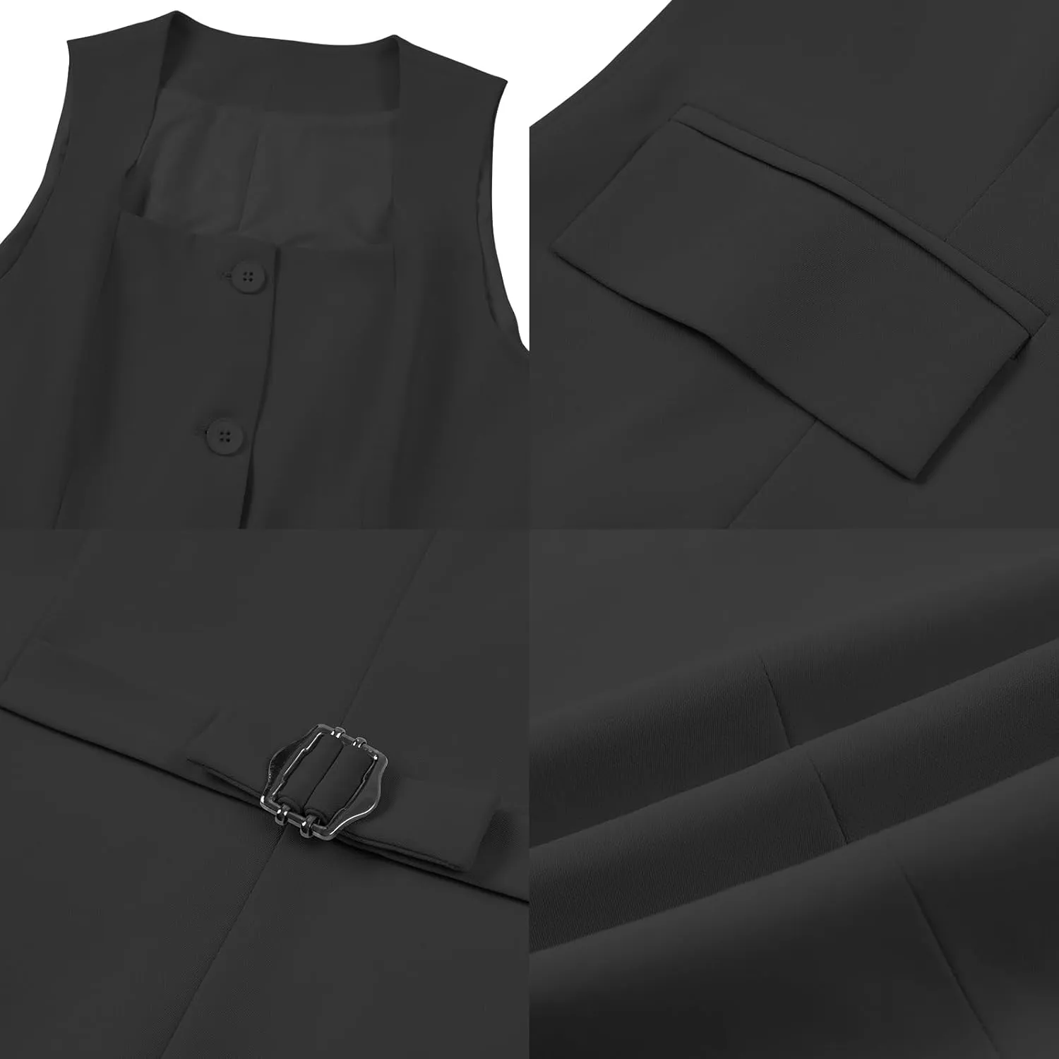 V VOCNI Women's Dressy Square Neck Sleeveless Suit & Casual Waistcoat