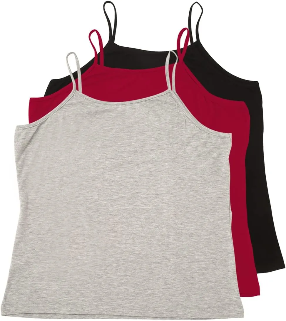 VIKIDEER 3 Pack Camisole for Women Plus Size Basic Undershirt Spaghetti Strap Cami Tank Top
