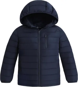 wantdo Boy's Light Puffer Jacket Packable Winter Jacket Windproof Hooded