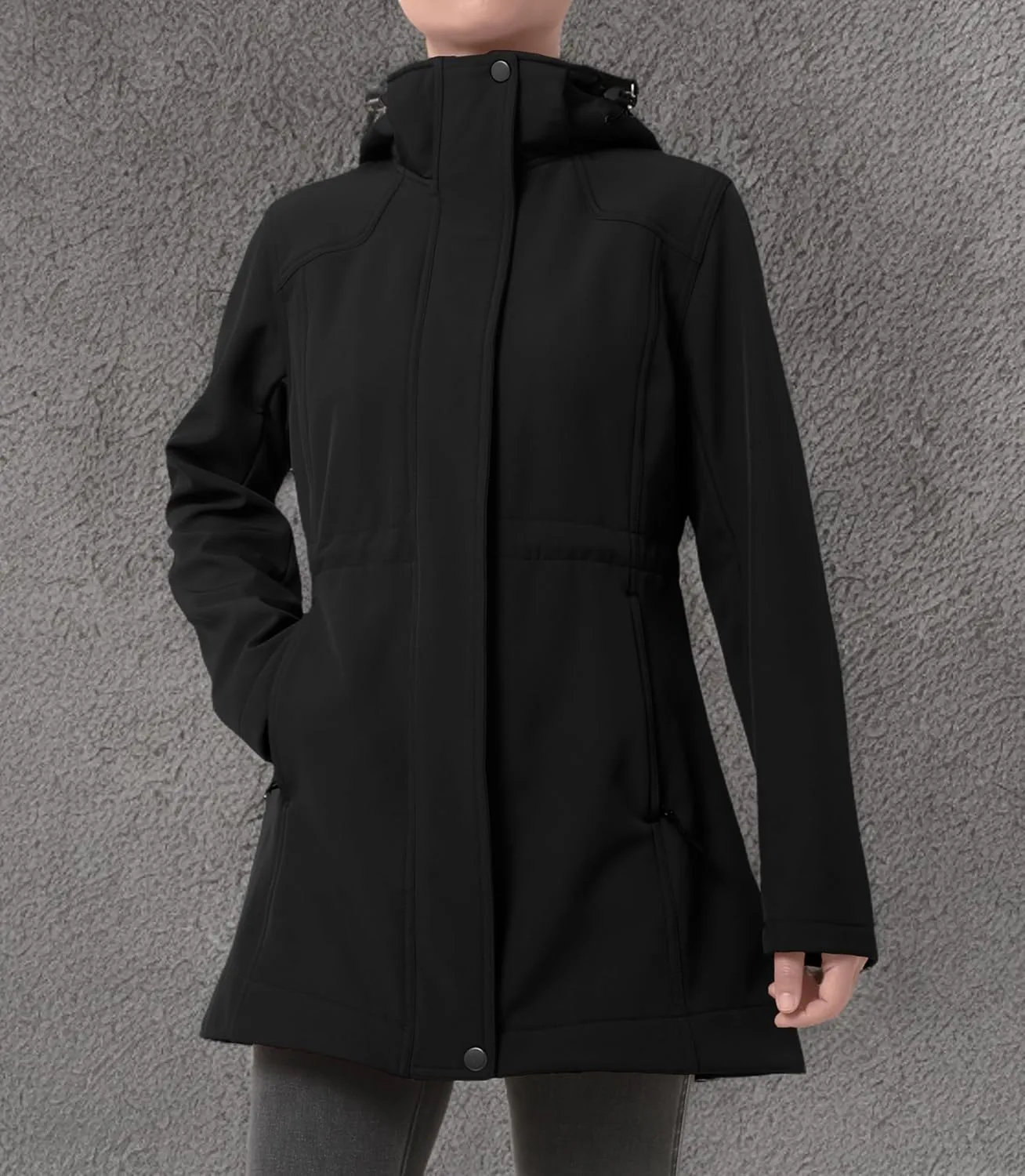 wantdo Women's Softshell Jacket Hooded Fleece Lined Waterproof Coat Warm Lightweight Insulated Windbreaker for Outdoor Hiking