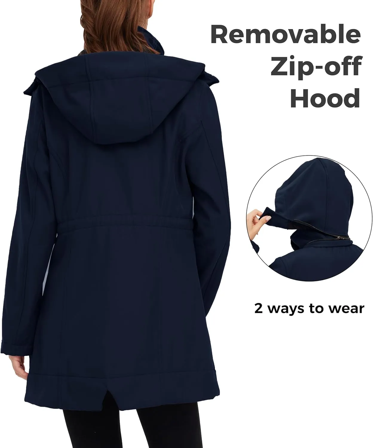 wantdo Women's Softshell Jacket Hooded Fleece Lined Waterproof Coat Warm Lightweight Insulated Windbreaker for Outdoor Hiking