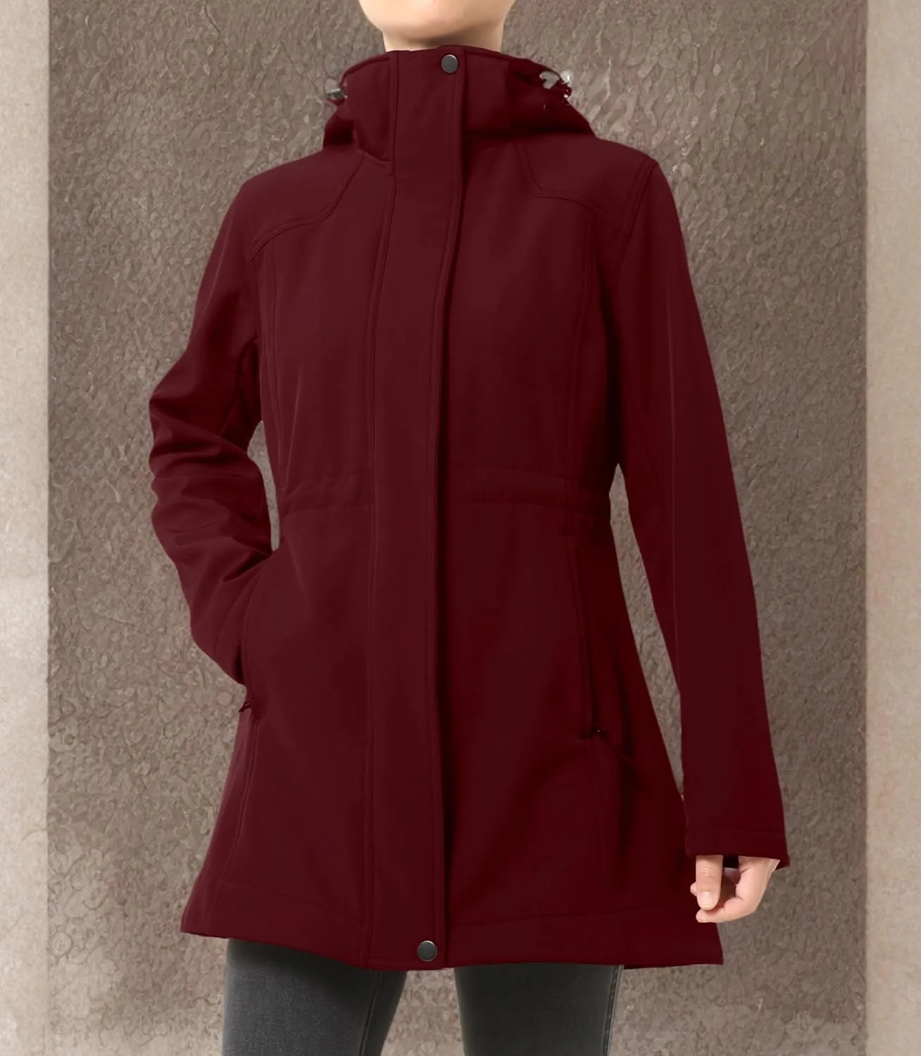 wantdo Women's Softshell Jacket Hooded Fleece Lined Waterproof Coat Warm Lightweight Insulated Windbreaker for Outdoor Hiking