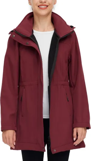 wantdo Women's Softshell Jacket Hooded Fleece Lined Waterproof Coat Warm Lightweight Insulated Windbreaker for Outdoor Hiking