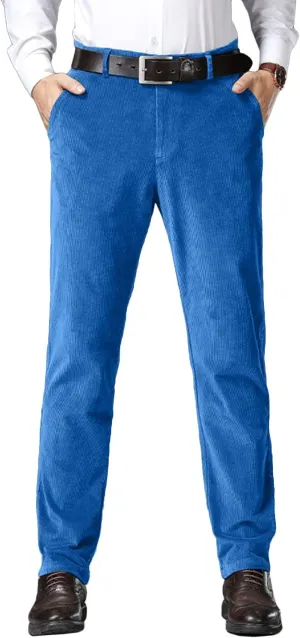 Wemaliyzd Men Casual Corduroy Work Cargo Pants Elastic Waist Suit Trousers