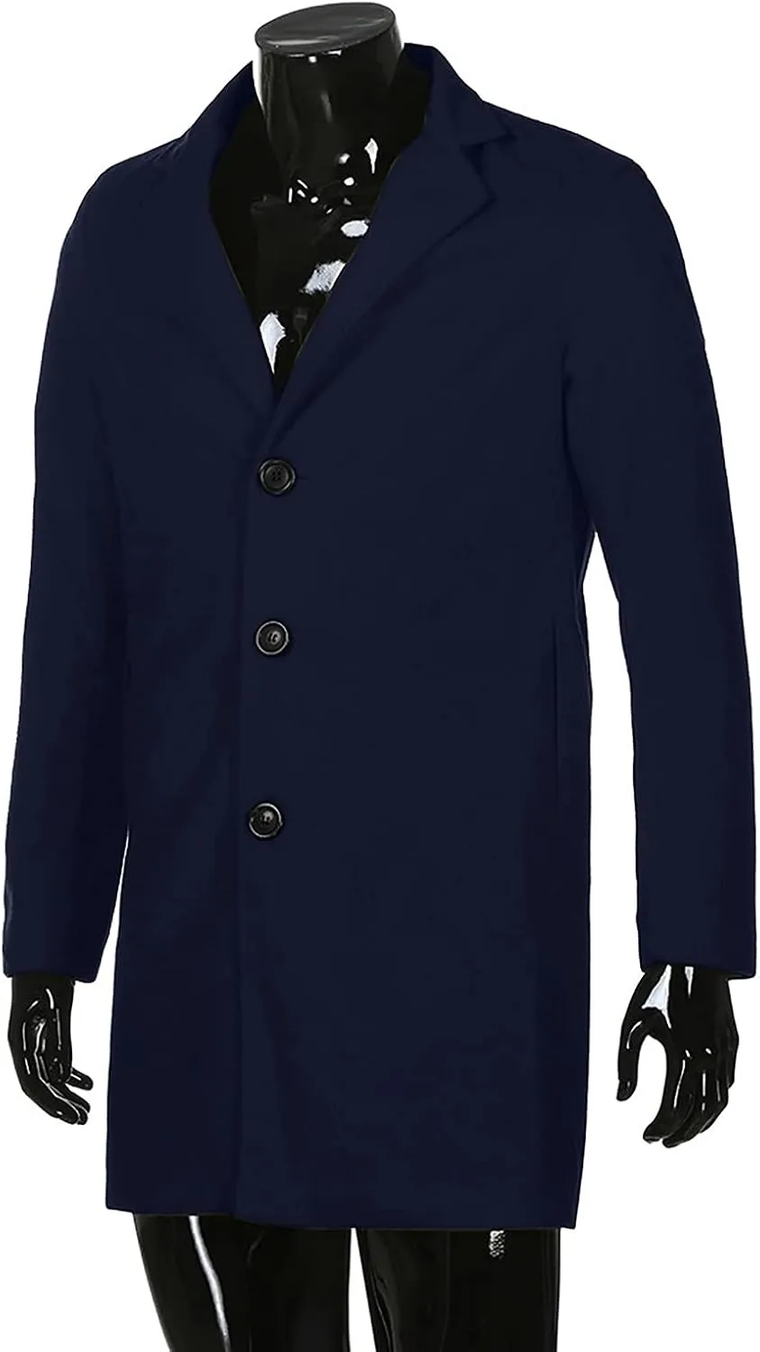 WENKOMG1 Men Winter Slim Coat,Trench Lapel Long Jacket Double Breasted Coat Soft Elegant windbreaker