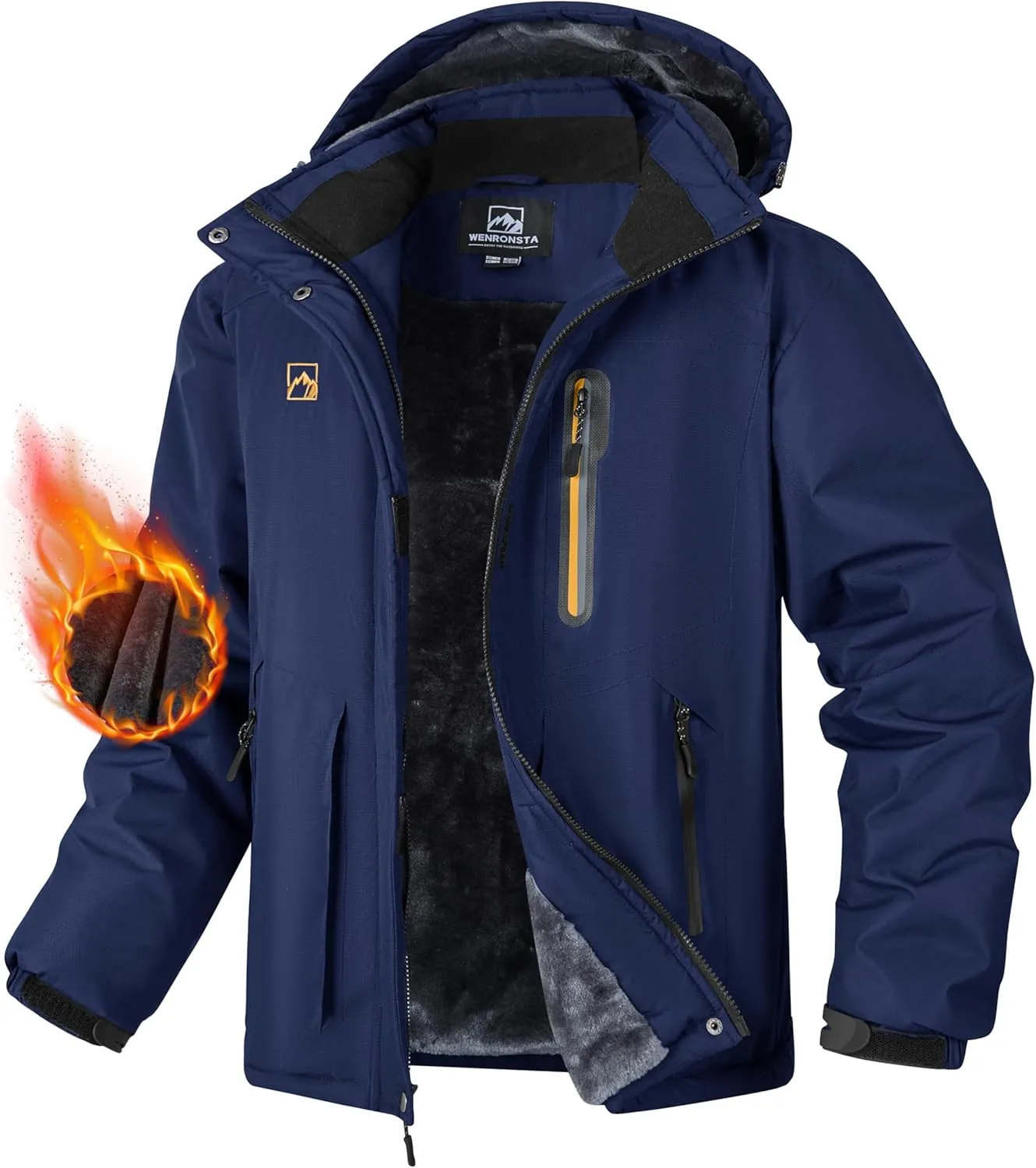 WENRONSTA Men's Ski Snow Jacket Winter Coat Warm Waterproof Windbreaker Mountain Snowboarding Hooded Hiking Traval