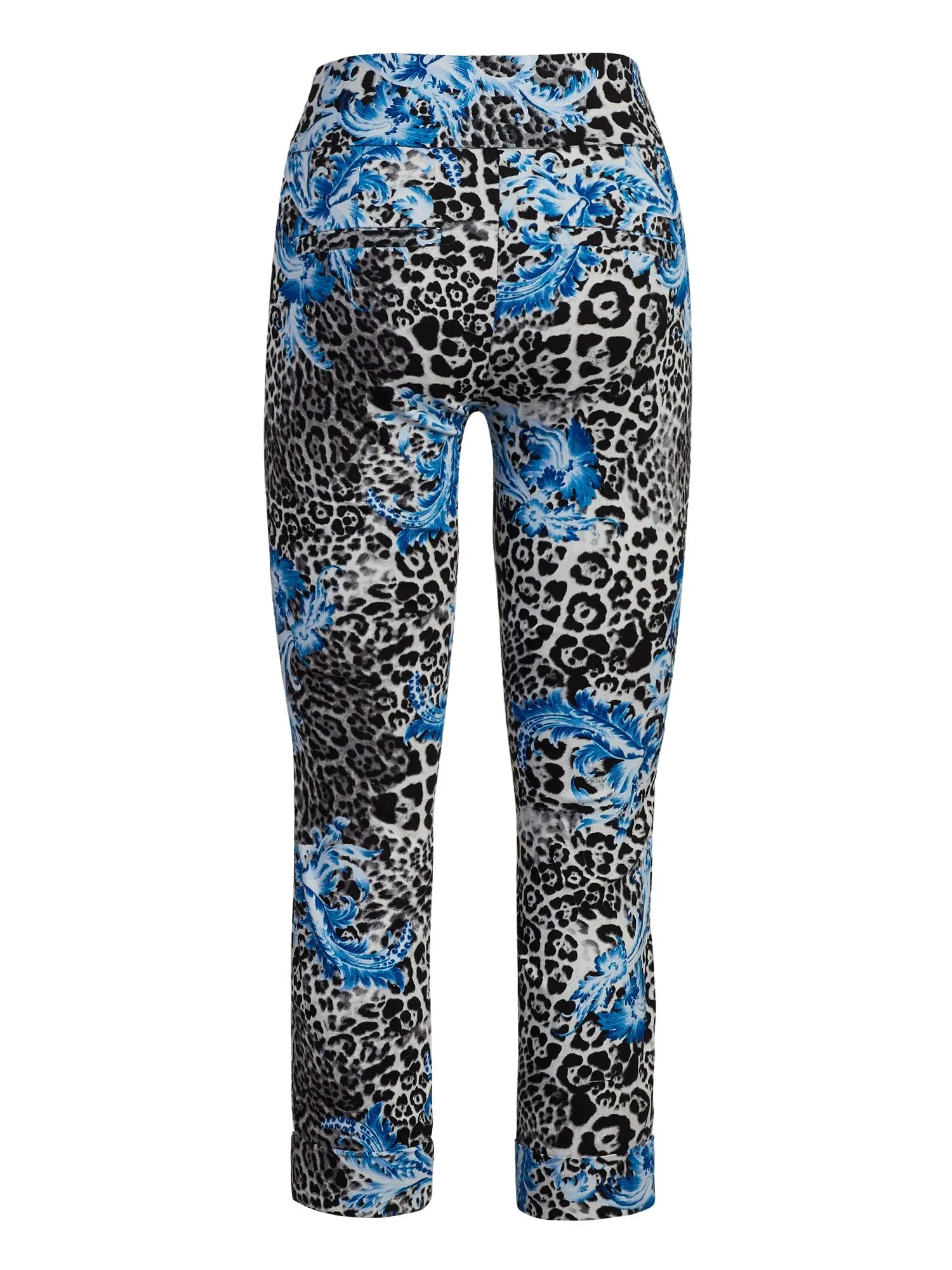Whitney High-Waisted Pull-On Slim-Leg Capri Pant - Scroll Print