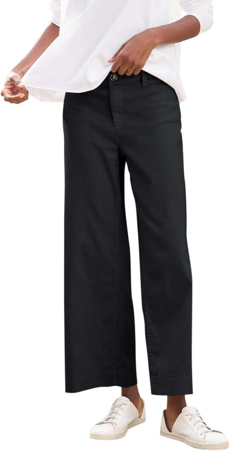 Wide Leg Linen Pants for Women 2025 Trendy Summer Button Zipper Pants High Rise with Pockets Y2K Solid Beach Trousers