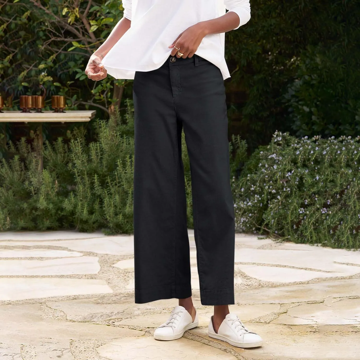 Wide Leg Linen Pants for Women 2025 Trendy Summer Button Zipper Pants High Rise with Pockets Y2K Solid Beach Trousers