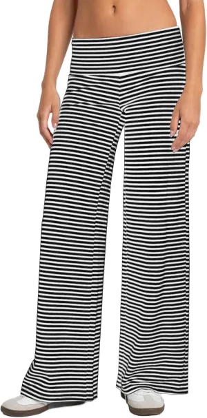 Wide Leg Striped Pants for Women Low Rise Elastic Waist Sweatpants Knit Trousers Pajama Pants