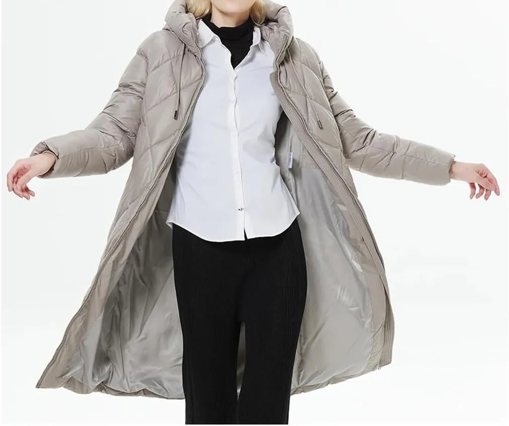 Winter Ladies Quilted Jacket Lengthened Style Padded Parka Thickened Warm Cotton Coat