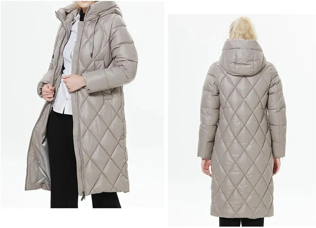 Winter Ladies Quilted Jacket Lengthened Style Padded Parka Thickened Warm Cotton Coat