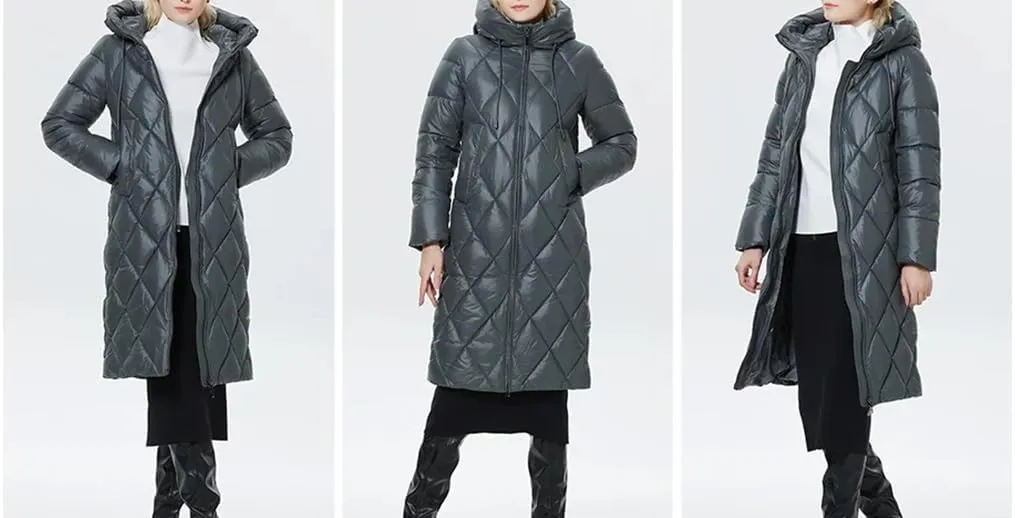 Winter Ladies Quilted Jacket Lengthened Style Padded Parka Thickened Warm Cotton Coat