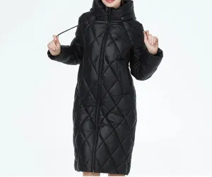 Winter Ladies Quilted Jacket Lengthened Style Padded Parka Thickened Warm Cotton Coat