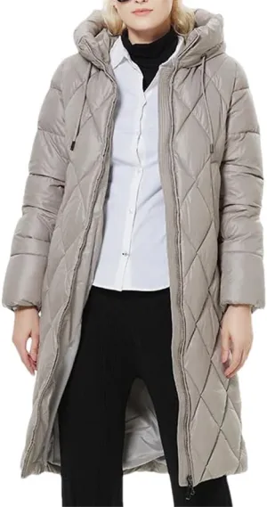 Winter Ladies Quilted Jacket Lengthened Style Padded Parka Thickened Warm Cotton Coat