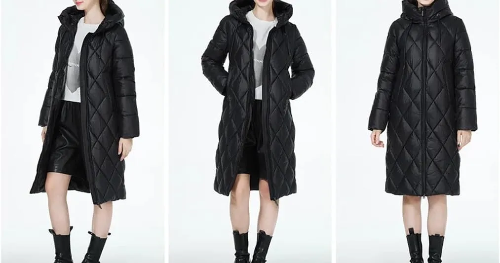 Winter Ladies Quilted Jacket Lengthened Style Padded Parka Thickened Warm Cotton Coat