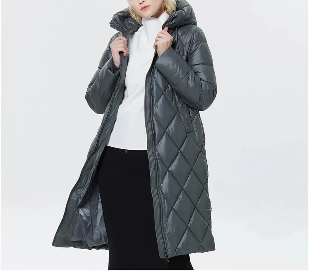Winter Ladies Quilted Jacket Lengthened Style Padded Parka Thickened Warm Cotton Coat