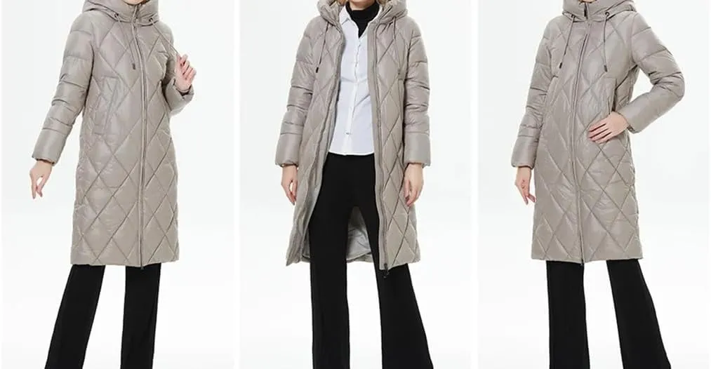 Winter Ladies Quilted Jacket Lengthened Style Padded Parka Thickened Warm Cotton Coat