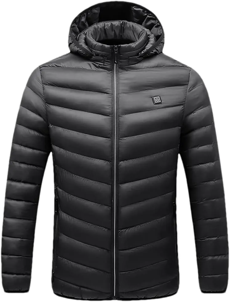 Winter Thick Hooded Men's Padded Cotton Constant Temperature Men's Warm Coat Jacket NJR18 Black 3XL