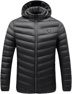 Winter Thick Hooded Men's Padded Cotton Constant Temperature Men's Warm Coat Jacket NJR18 Black 3XL