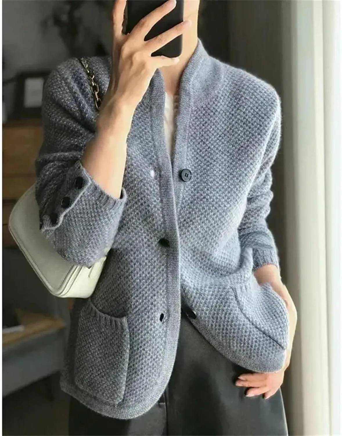 Winter Thickened Cardigan Women's Stand-up Collar Sweater Loose Knitted Bottoming Shirt Jacket