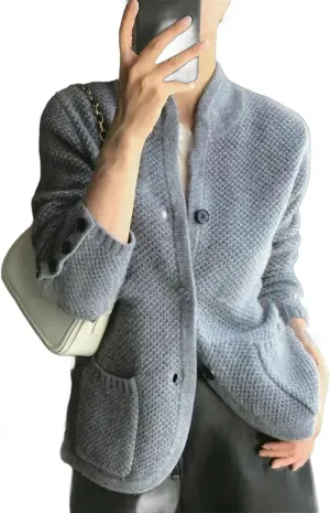Winter Thickened Cardigan Women's Stand-up Collar Sweater Loose Knitted Bottoming Shirt Jacket