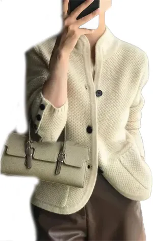 Winter Thickened Cardigan Women's Stand-up Collar Sweater Loose Knitted Bottoming Shirt Jacket