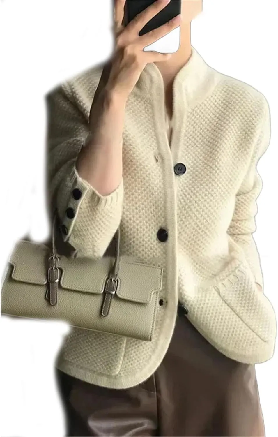 Winter Thickened Cardigan Women's Stand-up Collar Sweater Loose Knitted Bottoming Shirt Jacket