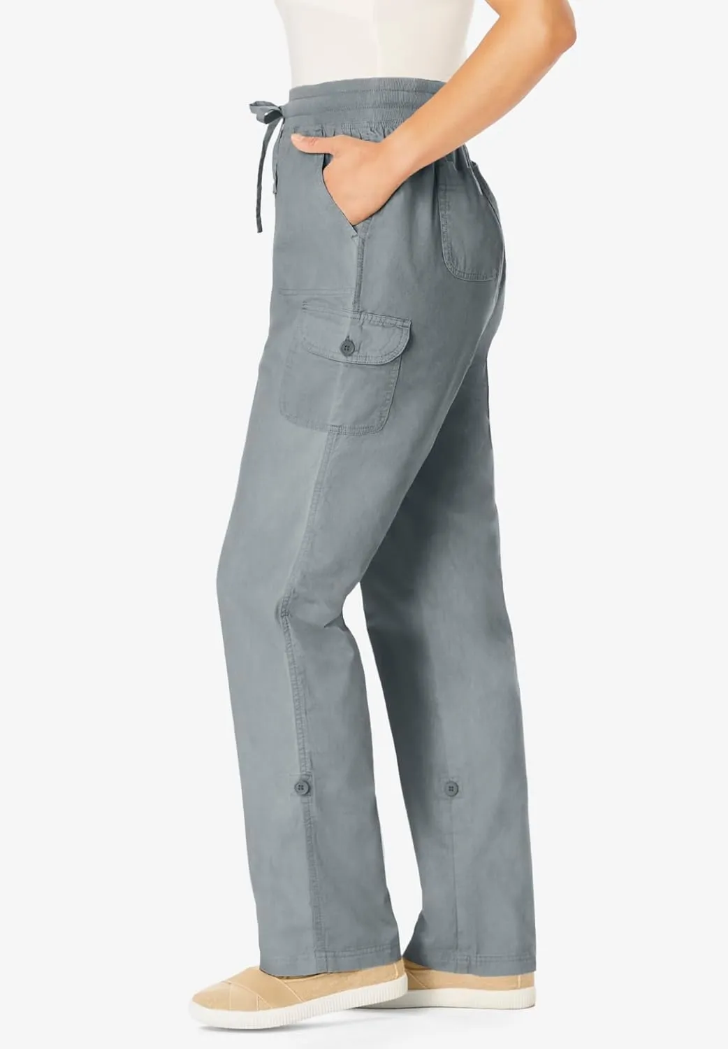 Woman Within Plus Size Convertible 2-in-1 Cargo Pant & Capri Elastic Waist