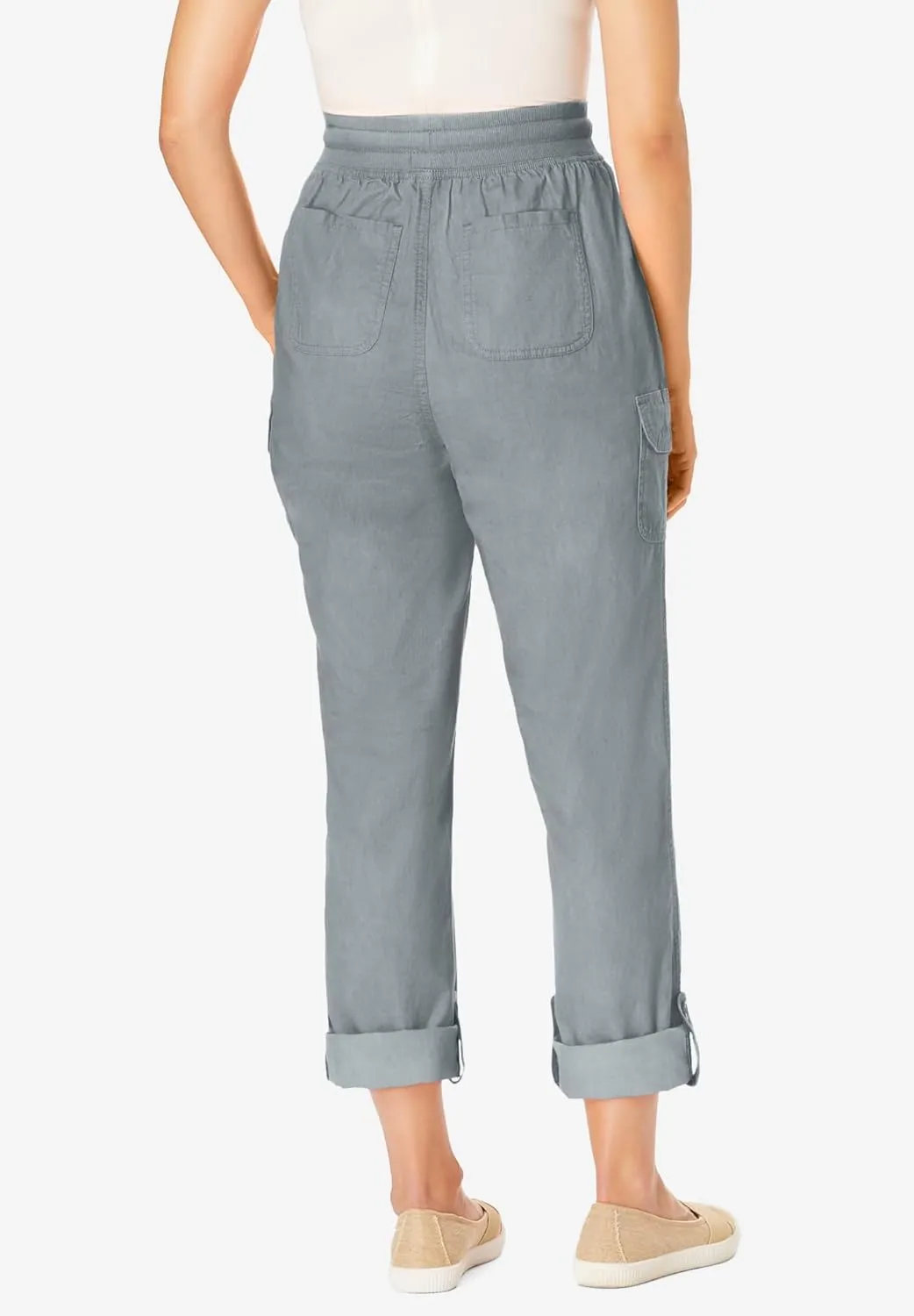 Woman Within Plus Size Convertible 2-in-1 Cargo Pant & Capri Elastic Waist