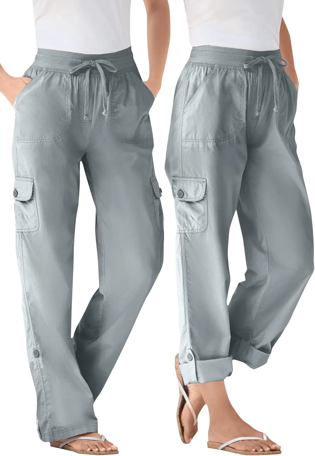 Woman Within Plus Size Convertible 2-in-1 Cargo Pant & Capri Elastic Waist