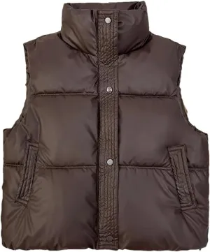Women Autumn Winter Puffer Vest Loose Zip Up Stand Collar Sleeveless Puffy Jackets Cotton Padded Waistcoat